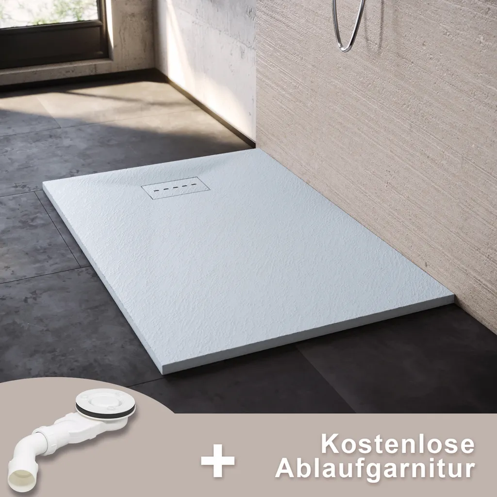 Bac de douche 90x120 rectangulaire blanc antiglisse avec siphon inclus
