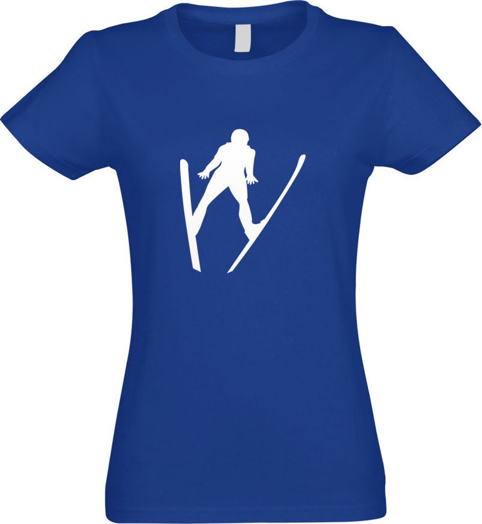 Kiwistar - T-Shirt tailliert - Damen - royal - Skispringen Sportler Figur - mit Motiv Bedruckt - Funshirt Design - Sport - Freizeit - Damen - M