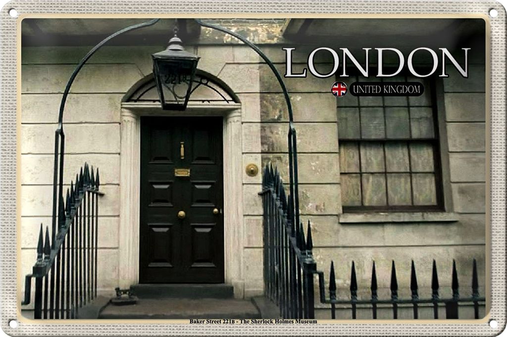 Blechschild Städte London The Sherlock Holmes Museum 18x12cm
