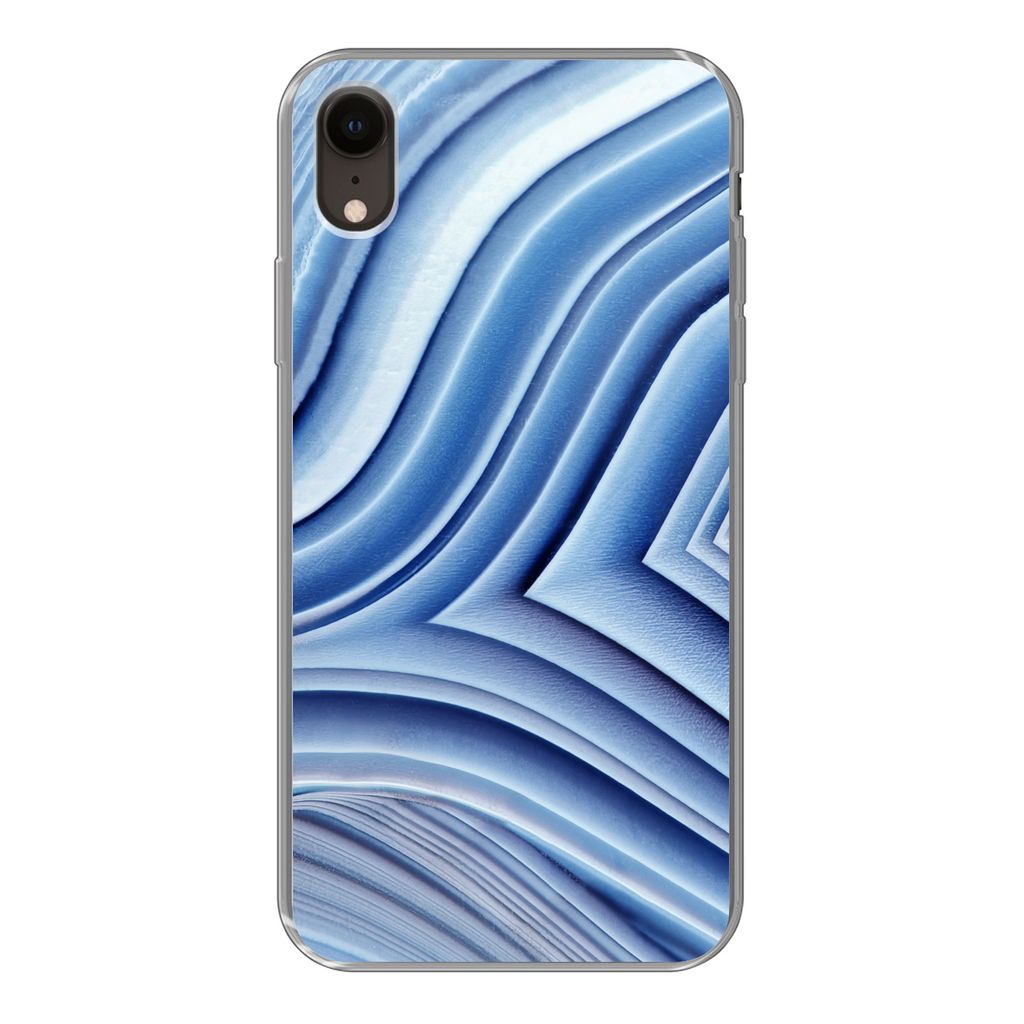 MuchoWow Handyhülle Schutzhülle Hülle für iPhone XR Natursteine - Muster - Blau Silikon Softcase Handy Hülle - Schutzdeckel