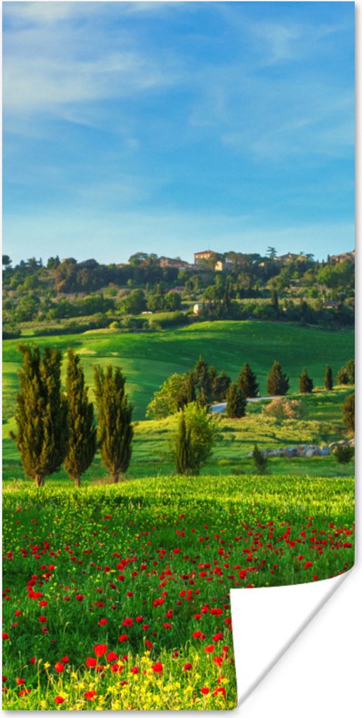 MuchoWow Poster Toskana - Landschaft - Blumen 80x160 cm - Kinderzimmer