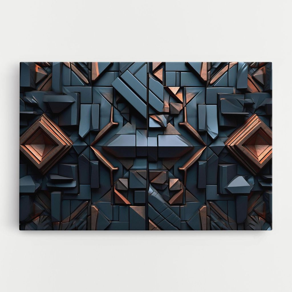 ARTHUB Leinwandbild 80x120 cm, Orange Rhombus | Wohnzimmerdekoration, Hängende Bilder, Wanddekoration, Heimdekoration, Abstrakte, Optische Täus...