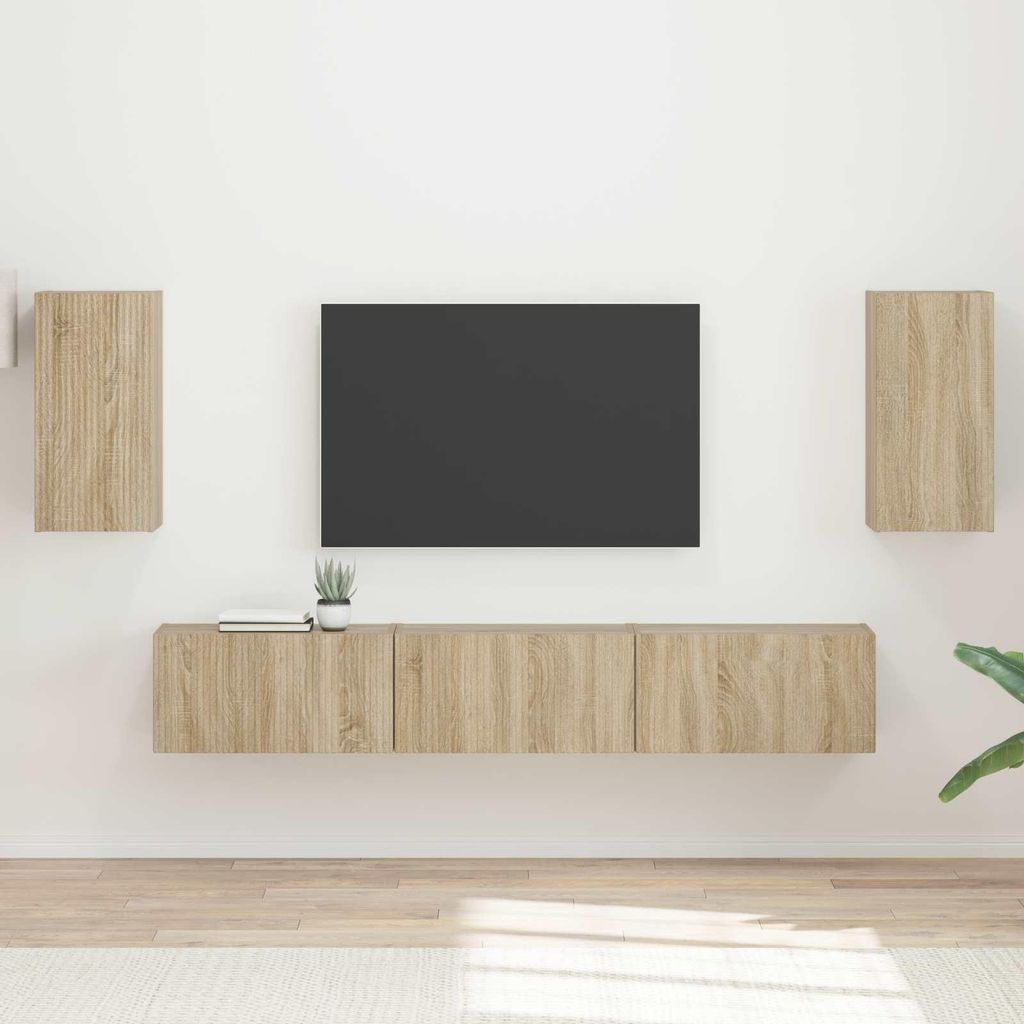 Maison Exclusive - TV-Schrankset Wandmontiert 5 pcs Sonoma-Eiche Holzwerkstoff