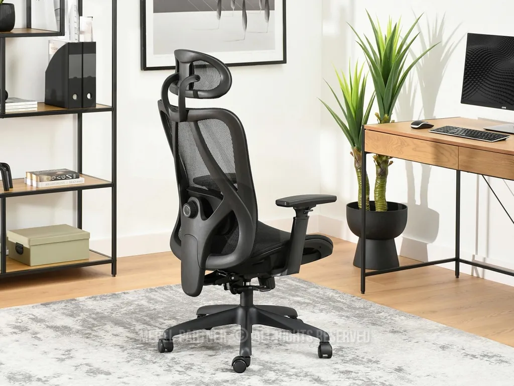 Chaise de bureau DELMY noir ergonomique - Siège confortable à roulettes - 4
