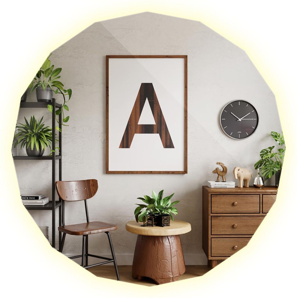 LED Spiegel Polygonaler Schmink- & Kosmetikspiegel – Beleuchteter Design Wandspiegel für Badezimmer & Flur – Neutralweiß 4000K – Energiespa...