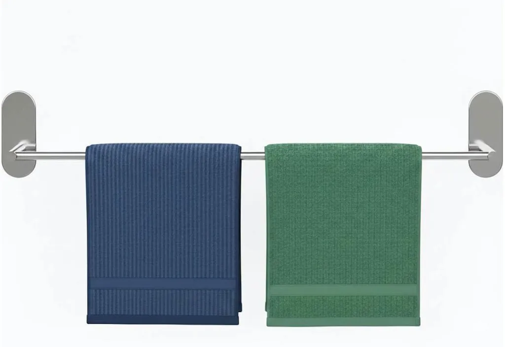 Porte-serviettes mural étanche en inox brossé fixation sans trou