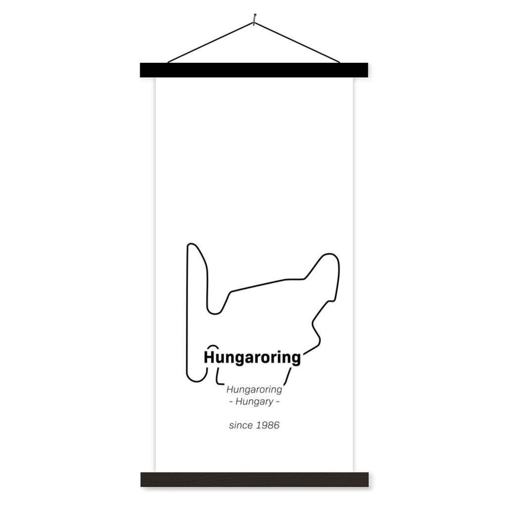 MuchoWow Textilposter F1 - Ungarn - Rennstrecke 60x120 cm mit schwarzem Rahmen - Magnete