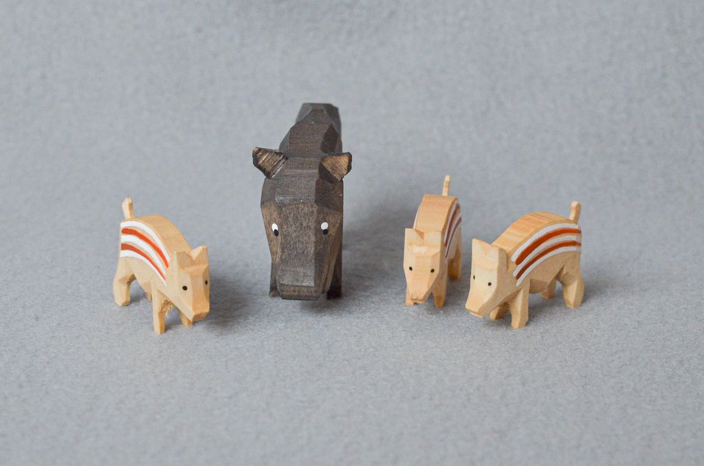 Reifentier Wildschweinfamilie 4tlg Höhe ca. Bache 4,5cm Rückenhöhecm NEU