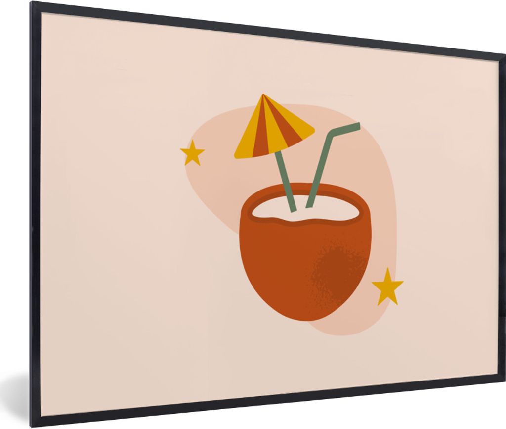 MuchoWow® Gerahmtes Poster Cocktail - Kokosnuss - Sommer Produktbild 