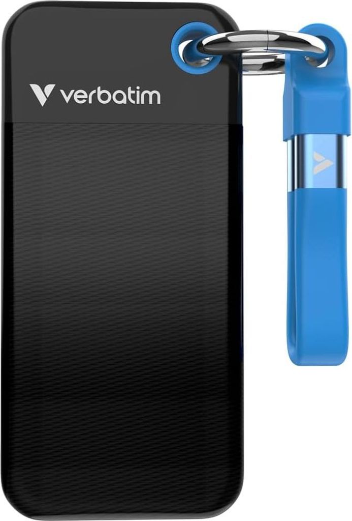 Pocket Festplatte mit Schlüsselring SSD, USB 3.2, Typ-C 2TB Schwarz-Blau