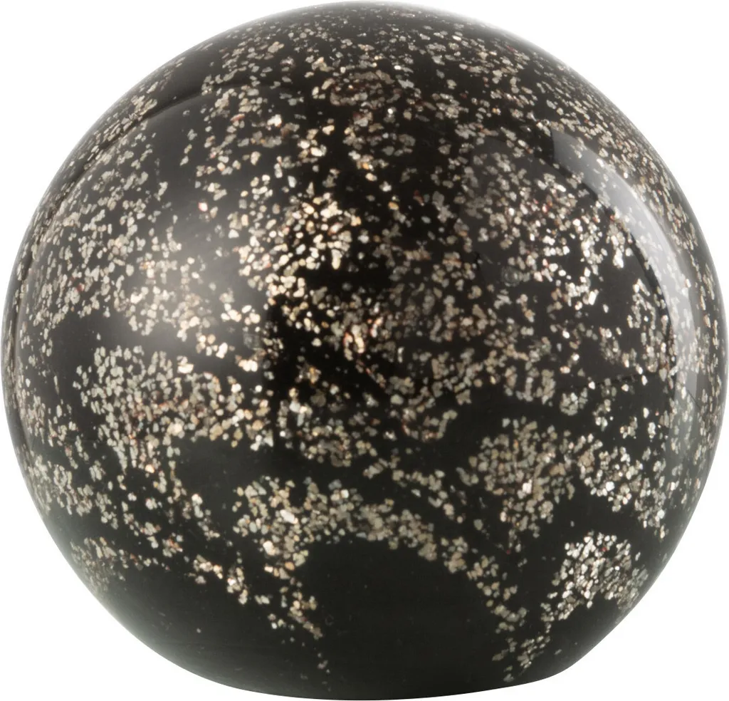 J-Line Stardust Vase en Verre Papier de Presse Or et Noir - Taille Moyen