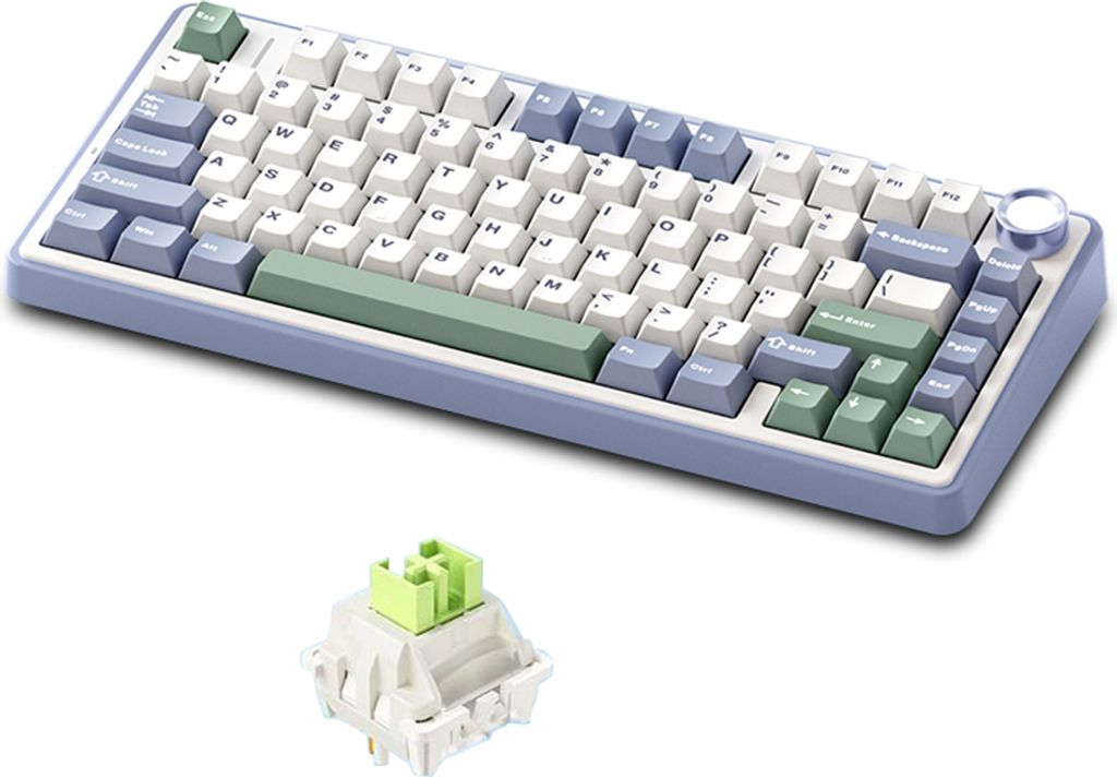 AULA mechanische Tastatur, Drei-Modus-Gaming-Tastatur, geräuschlose Tastatur, 80 Tasten, 75 % Layout, Zederngrün, Reaper-Schalter