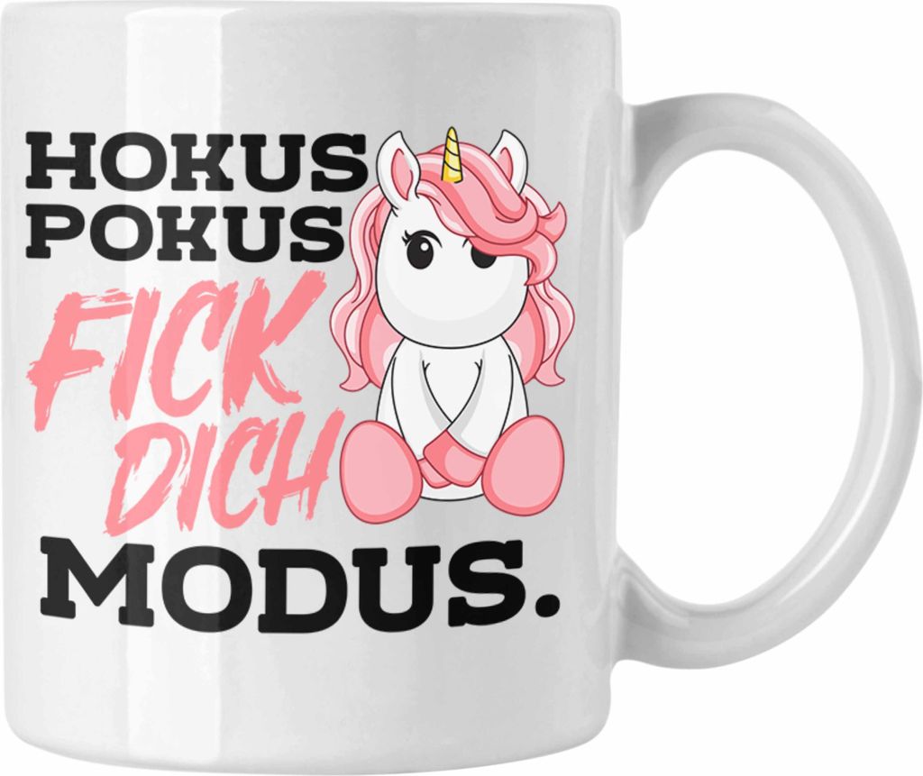 Trendation - Lustige Ich Hasse Menschen Tasse Mit Spruch Einhorn Kaffeetasse Geschenk Mama Freundin Kollegin Geschenkidee Arbeit Frauen (Weiß)