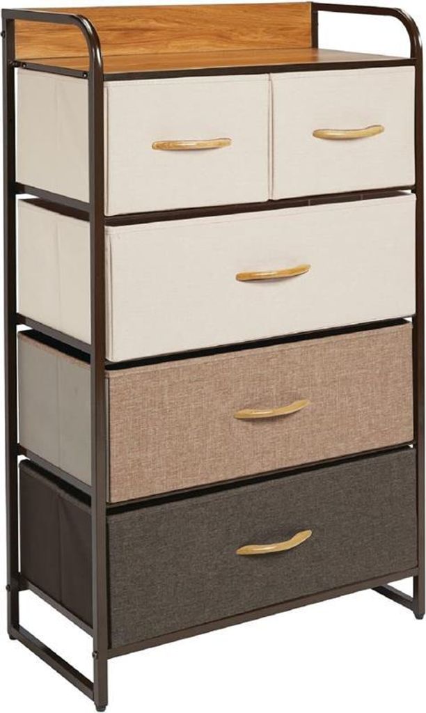 mDesign Kommode Schubladenschrank Aufbewahrung Metall Stoff Mehrfarbig Braun