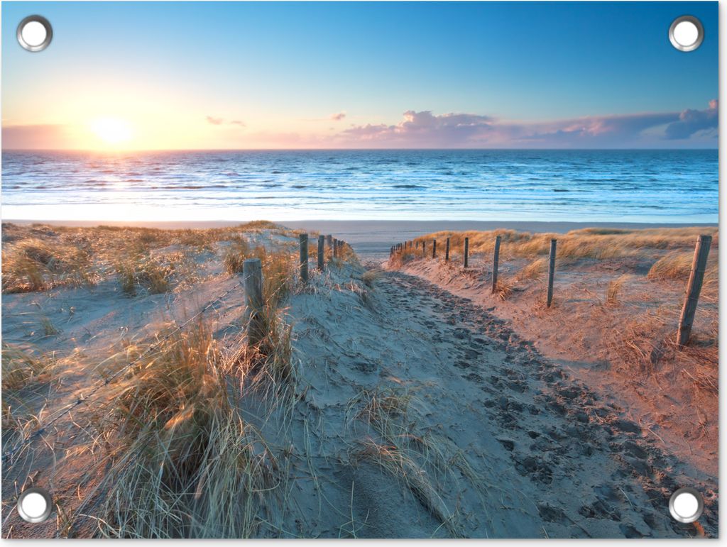 MuchoWow 40x30 cm Outdoor-Poster Gartendeko Sichtschutz Garten Poster für den Garten Strand - Meer - Sonne - Düne