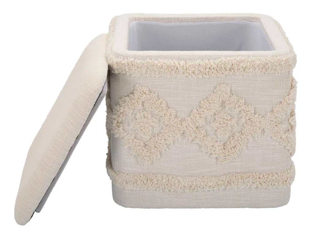 Pouf carré 40cm Damaskus nature : l'assise d'appoint stable et chic