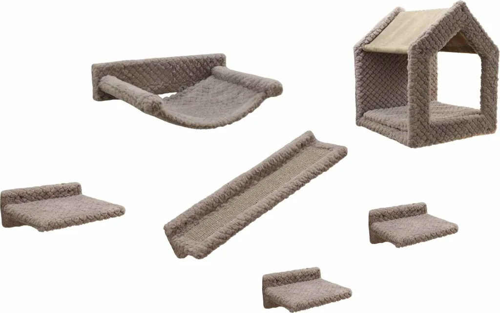 Mur d'escalade pour chat gris Kerbl Monte Baldo 6 éléments grand format