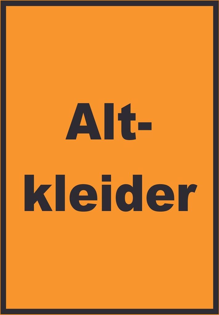 Altkleider Mülltrennung Schild mit Text hochkant A3 (297x420mm)