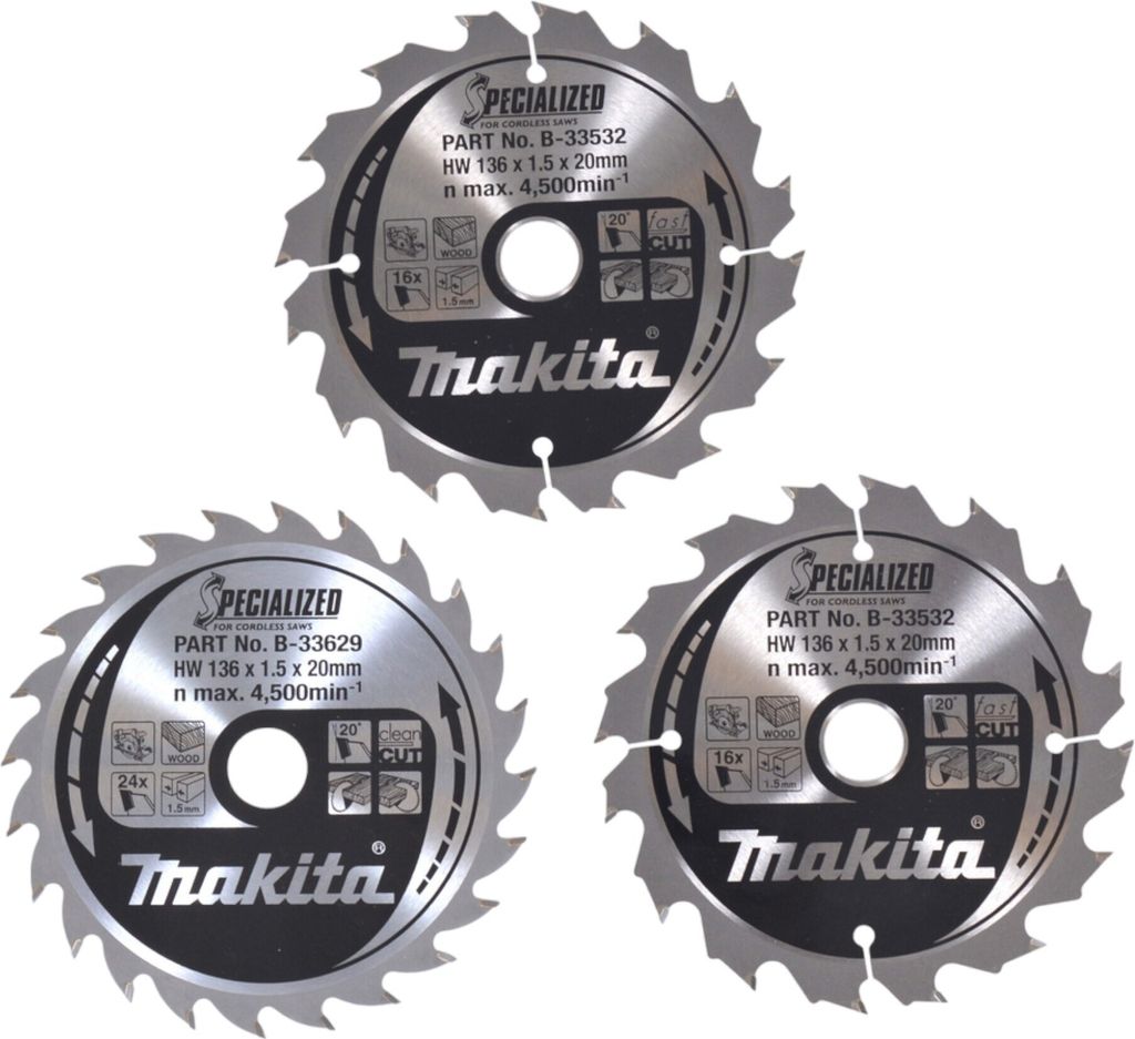 Makita B-33897 Sägeblatt-Set 136x20x16Z+24Z