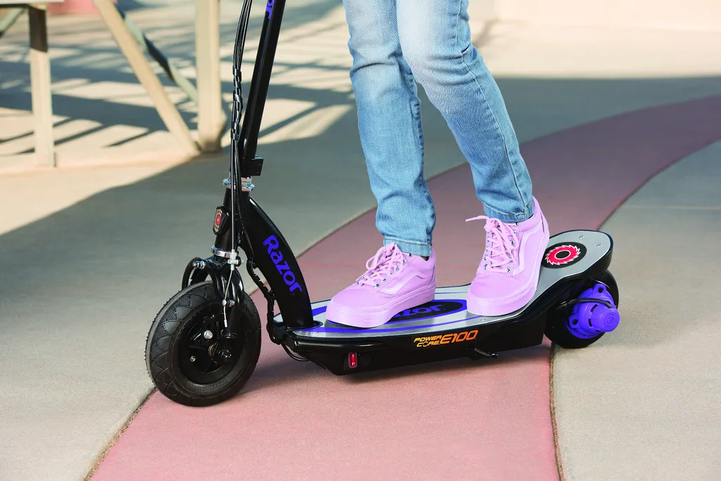 Trottinette Razor E100 Power Core ALU Violette : Stable et sans Chaîne - 9