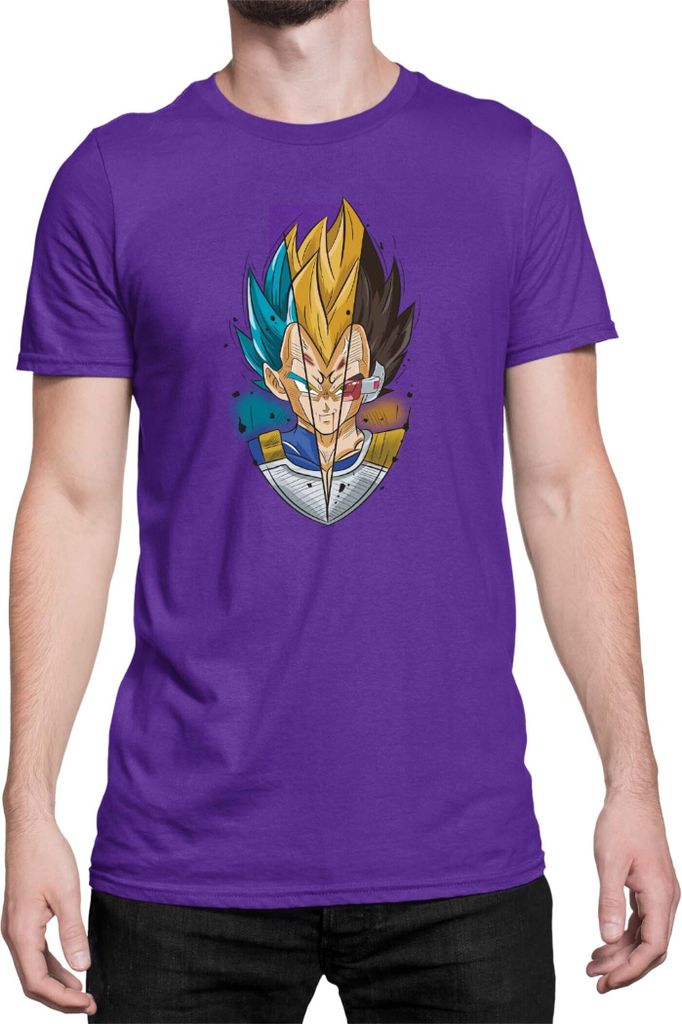 Herren T-Shirt Dragon Anime Manga Ball Z Vegeta Blue Yellow, Man L / Lila
