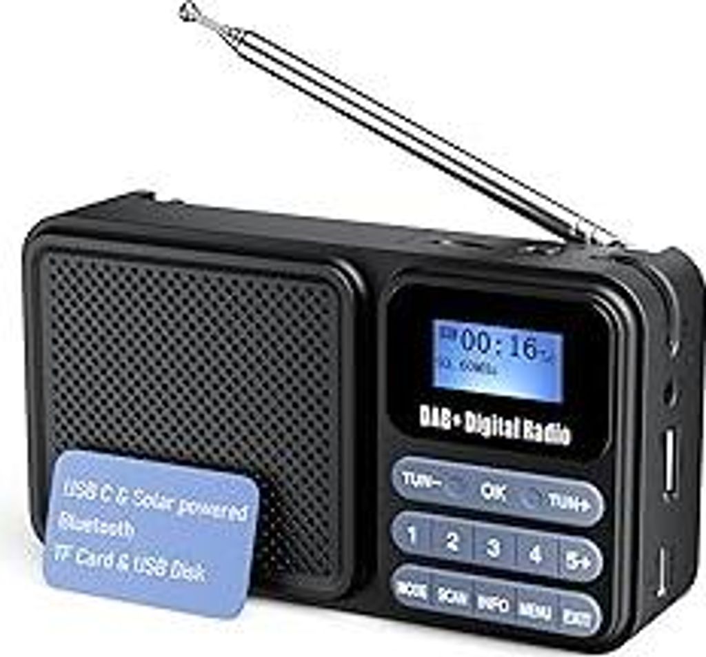 Gallypek tragbares DAB Radio, DAB Plus FM Radio mit Bluetooth 5.0& 80 Voreinstellungen Küchenradio mit Kabel oder 2200mAh Akkubetrieb, Support Sol...