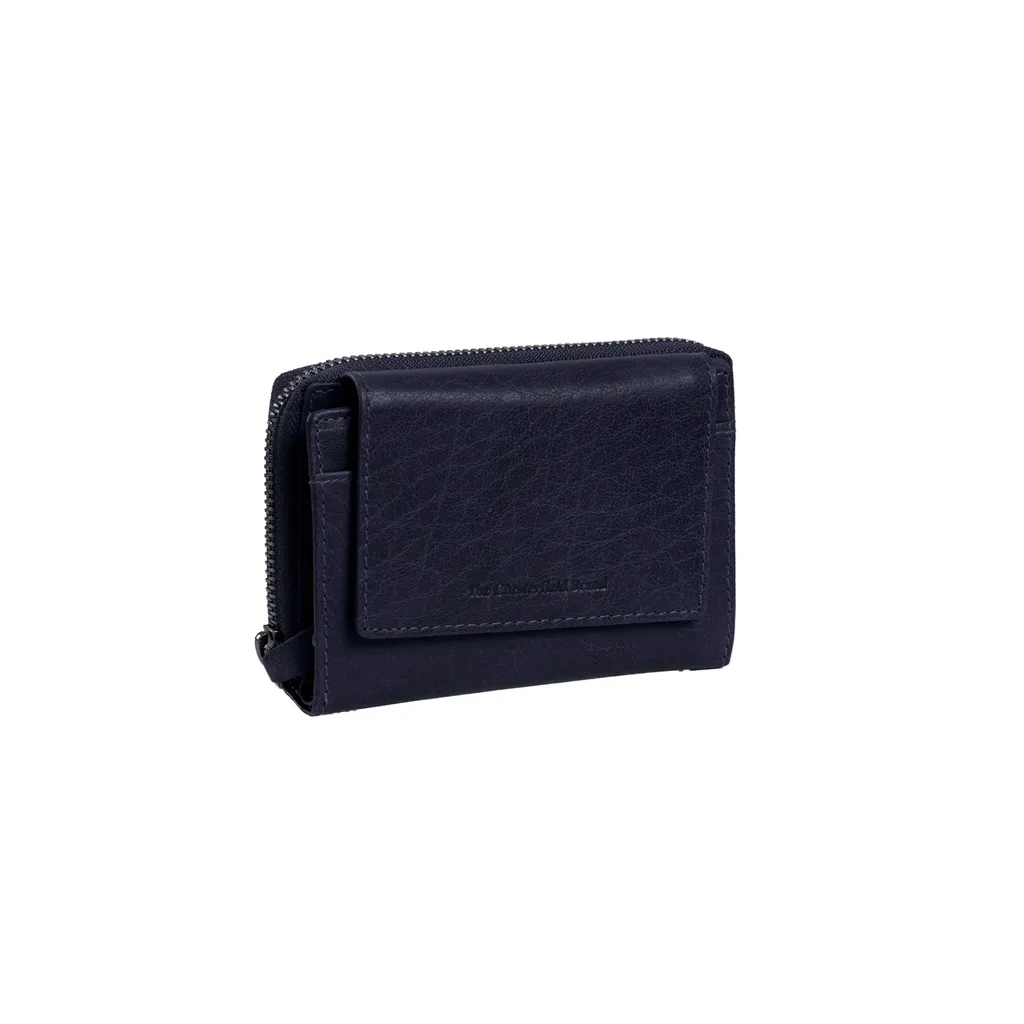 Cuir Wax Pull-up bleu pour ce porte-monnaie Hanoi High multi-rangements