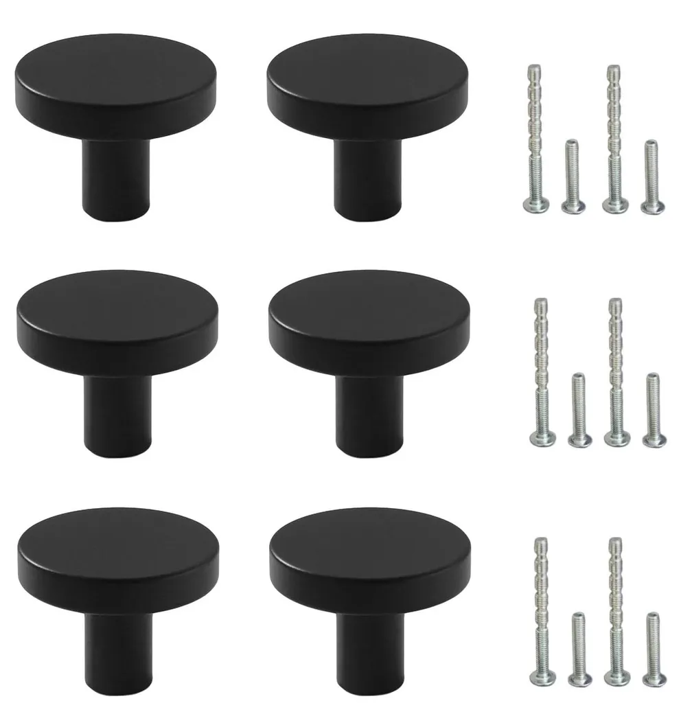 Boutons de meubles noirs modernes en métal robuste avec vis de fixation