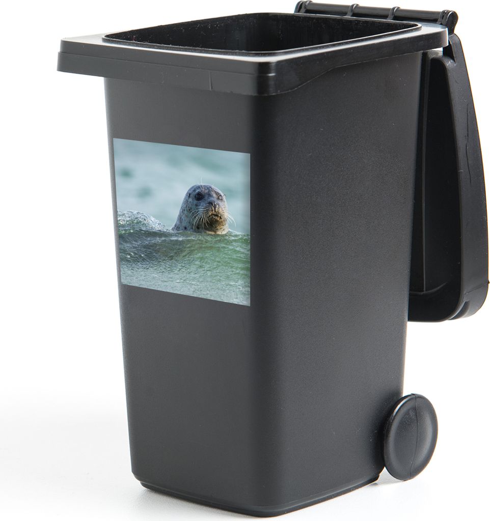 MuchoWow Mülltonnenaufkleber Nordsee - Seehund - Wasser 40x40 cm - Abfall-Aufkleber - Container - für Abfallcontainer