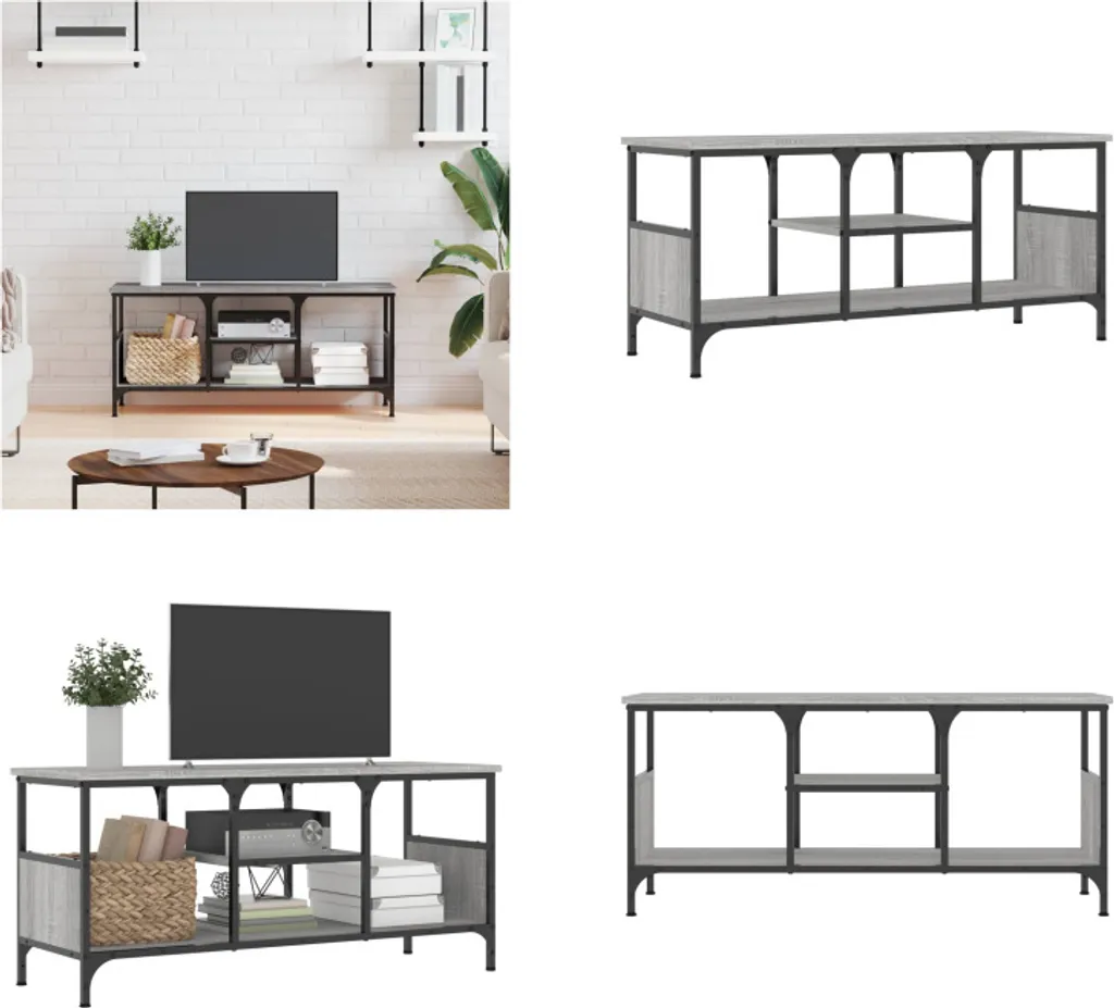 vidaXL Mobile TV Grigio Sonoma 100x35x45 cm Materiale a base di legno e ferro - Mobile TV - Mobili TV - Porta TV - Mobili TV