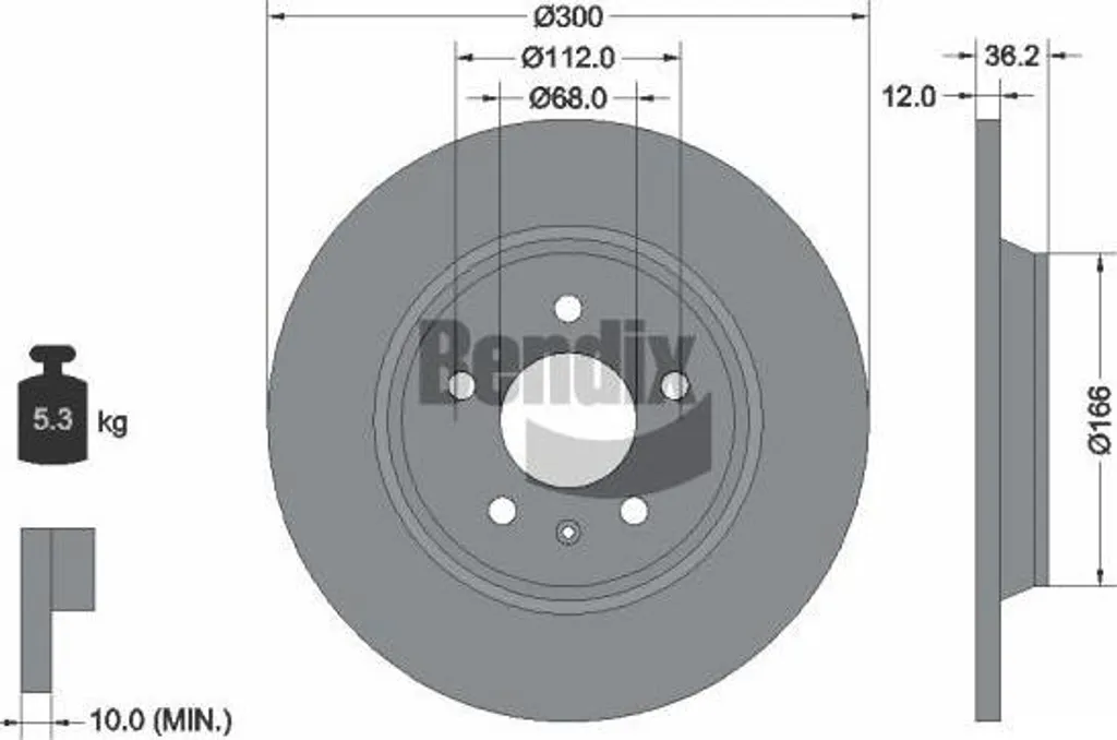 Disque de frein Bendix BDS1062 pour remplacement Audi A4 A5 A6 Q5