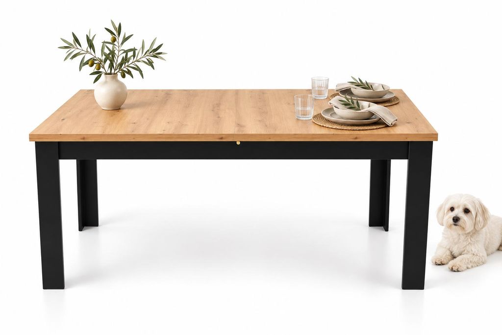 INSPIRO C-14 stół rozkładany dąb Artisan/czarny 160–200 × Zdjęcie produktu 