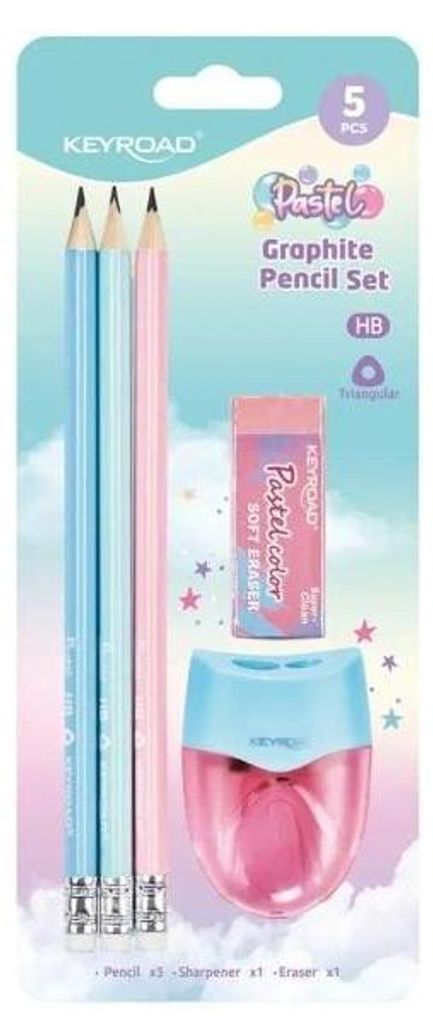 Súprava školských pomôcok KEYROAD Pastel, blister 5 ks, mix farieb