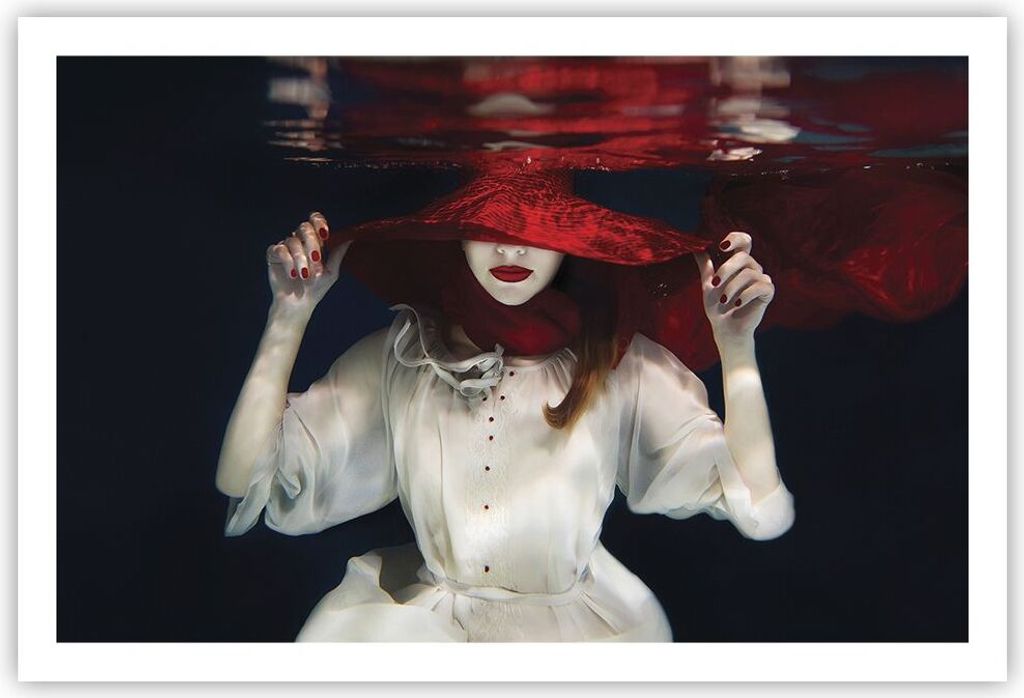 Poster - Poster ohne Rahmen - Mädchen Rot Hut - 91,5x61 cm - Wand Bild - Wanddeko - Wandbilder - Kunstposter - Wandposter - Bilder - Kunstdruck - ...