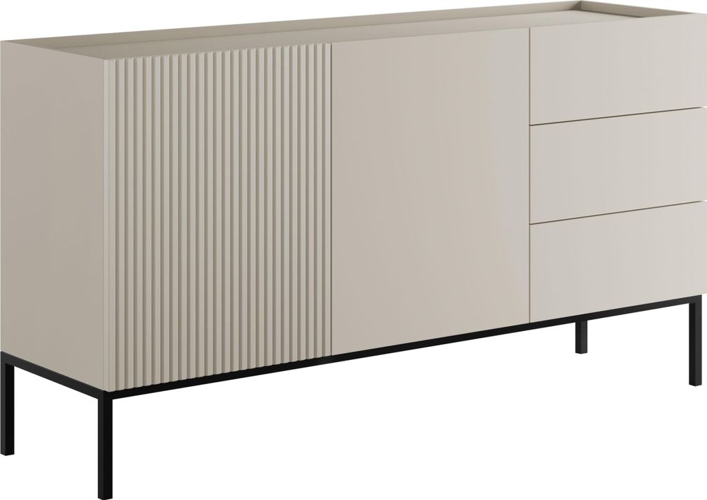 MIRJAN24 Kommode Como 150 2D3SZ, Stilvoll Wohnzimmer Sideboard mit 3 Schubladen und 2 Türen, Wohnzimmer Highboard, Kollektion (Farbe: Cashmere)