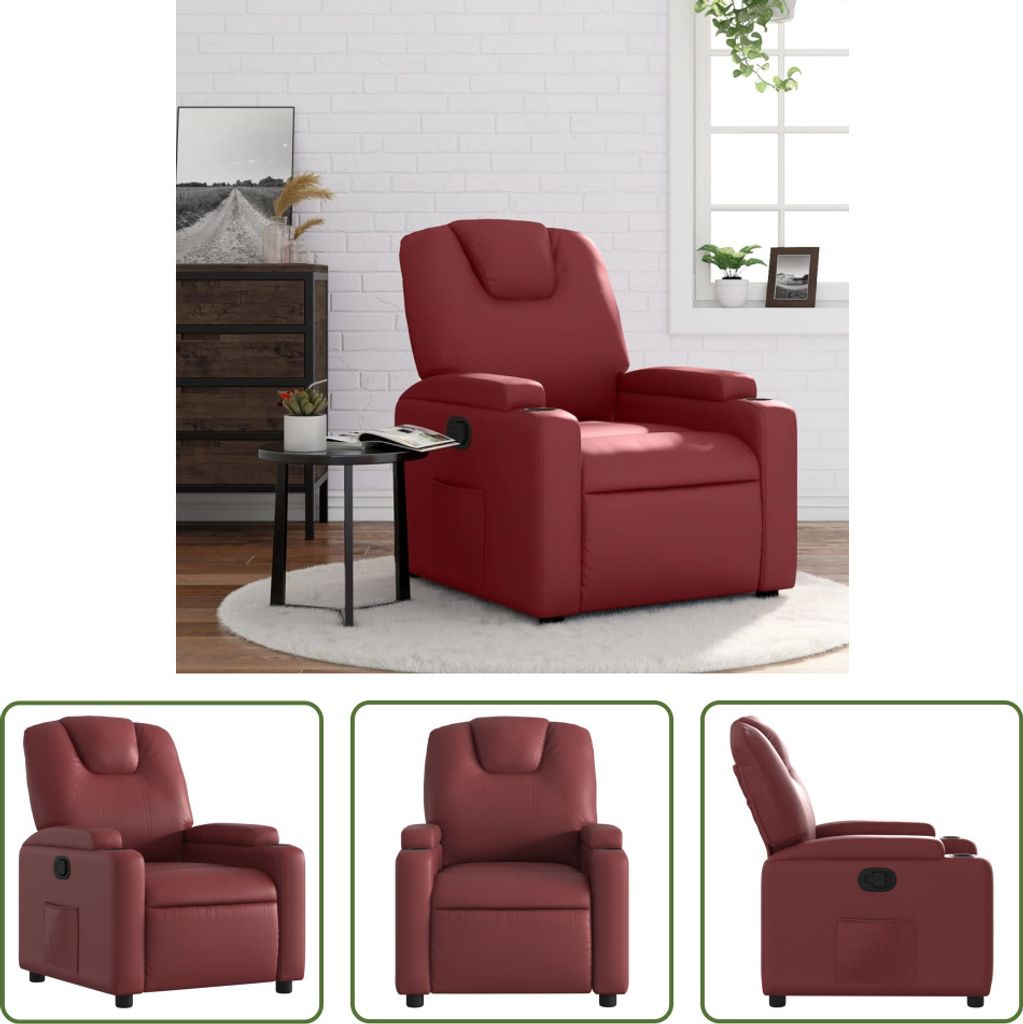 The Living Store Relaxsessel Weinrot Kunstleder