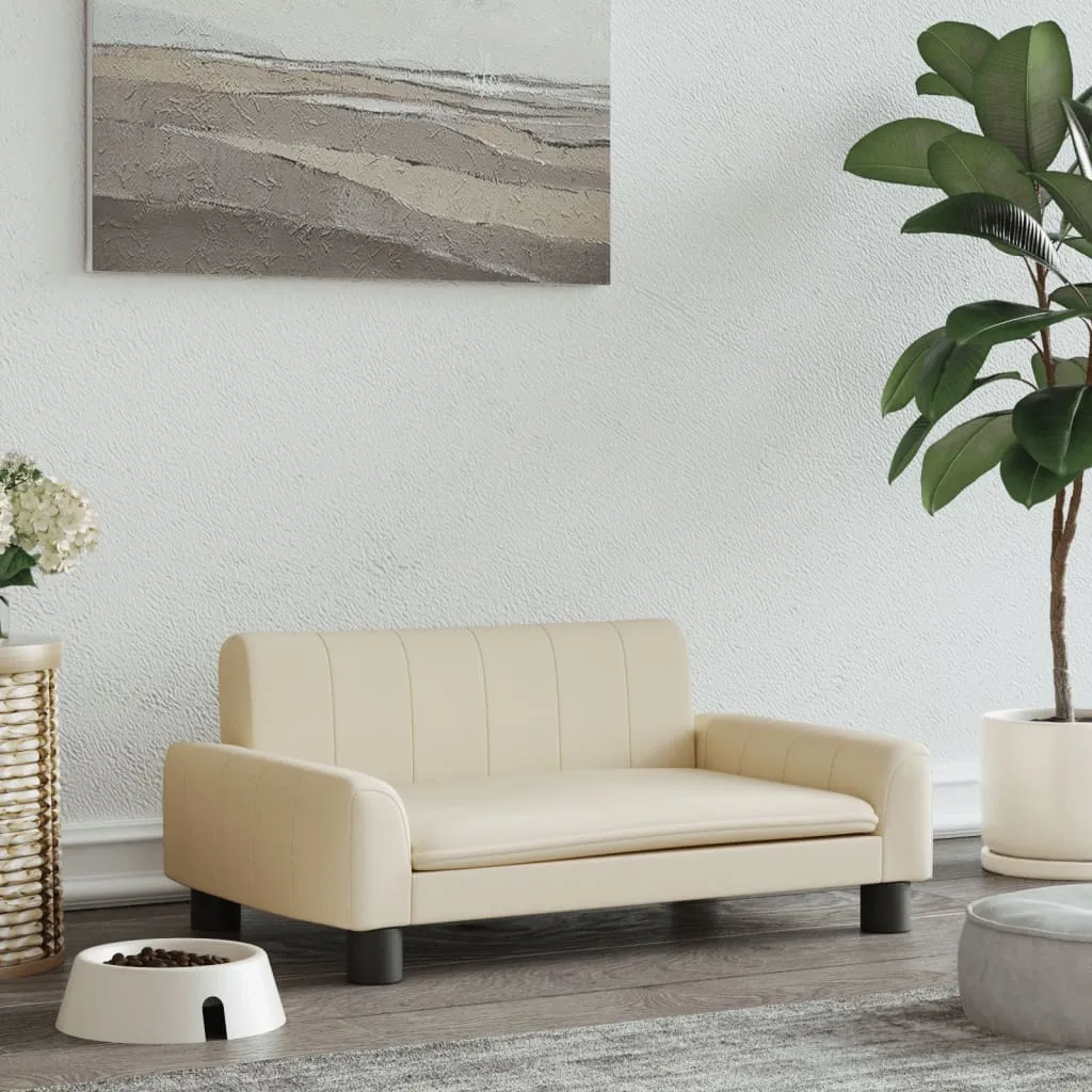 The Living Store Letto Cani 70x45cm | Telaio in Pino e Tessuto Crema