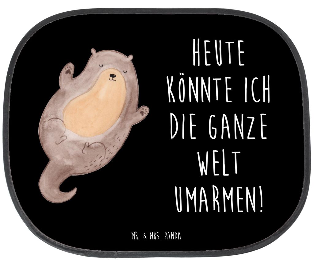 Mr. & Mrs. Panda Sonnenschutz Auto Otter Umarmen - Schwarz - Geschenk, Autosonnenschutz, Sonnenblende, Hallo, Seeotter See, gut Gelaunt, glücklich...