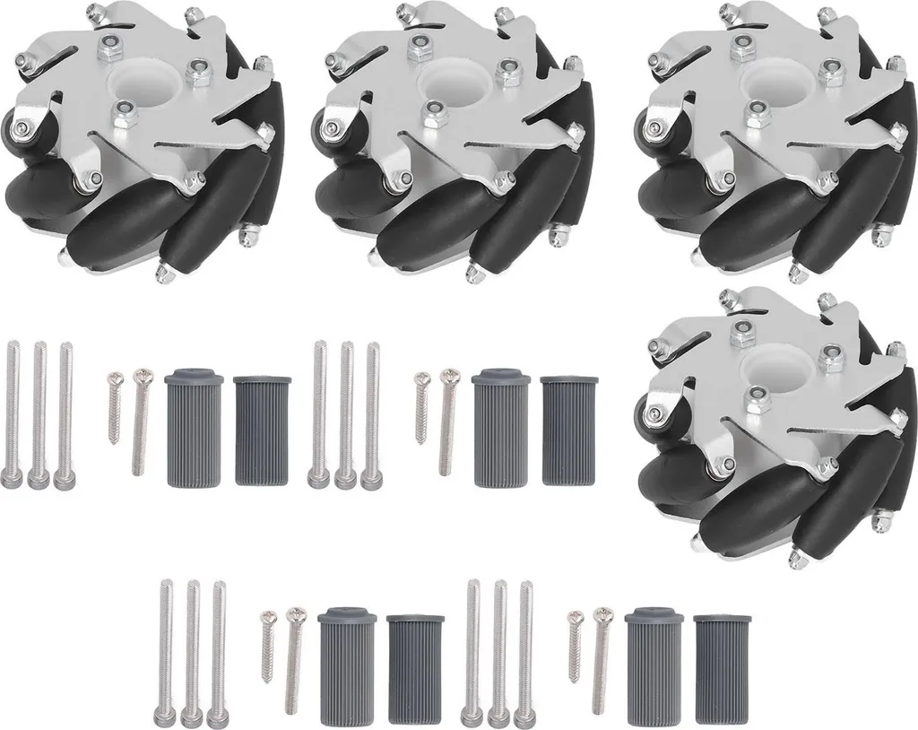 Roues de Robot 60mm en Aluminium et Caoutchouc à Rotation 360 Degrés