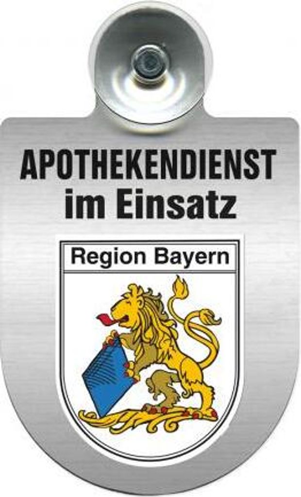 Einsatzschild Windschutzscheibe incl. Saugnapf - Apothekendienst im Einsatz - 309397 - Regionen nach Wahl Color - Region Bayern