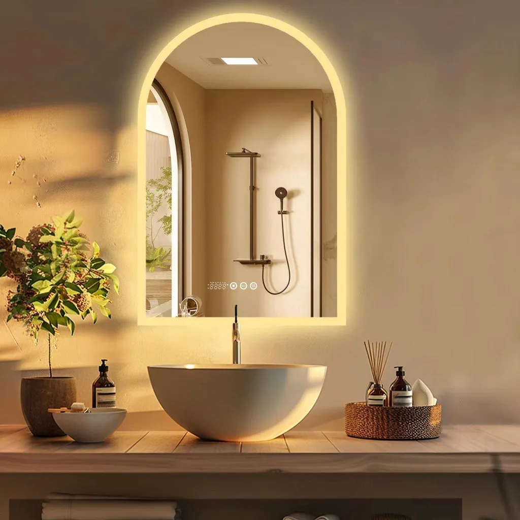 Miroir de Maquillage Mural à Intensité Variable - Arche LED 60x90