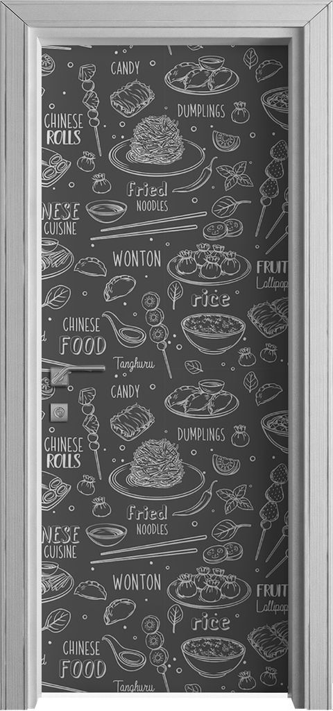 Tür Selbstklebende 80x210 cm Türfolie Türtapete Klebefolie - Chinesisch Küche Schwarz