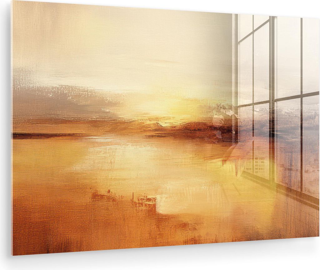 MuchoWow Glasbilder - Bilder auf Wandbild - Foto auf Glas Abstrakt - Braun - Modern - Herbstfarben 30x20 cm Wanddekoration aus Glas - Acrylglasbild...