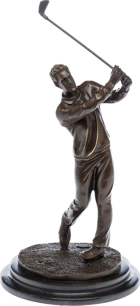 Bronzeskulptur Golf Golfspieler Bronze Golfer beim Abschlag Pokal sculpture