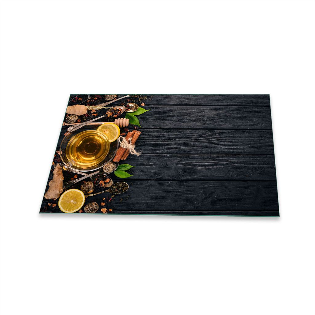 Herdabdeckplatte Glaskeramik 1 Teilig 80x52 Gewürze Braun Abdeckung Glas Spritzschutz