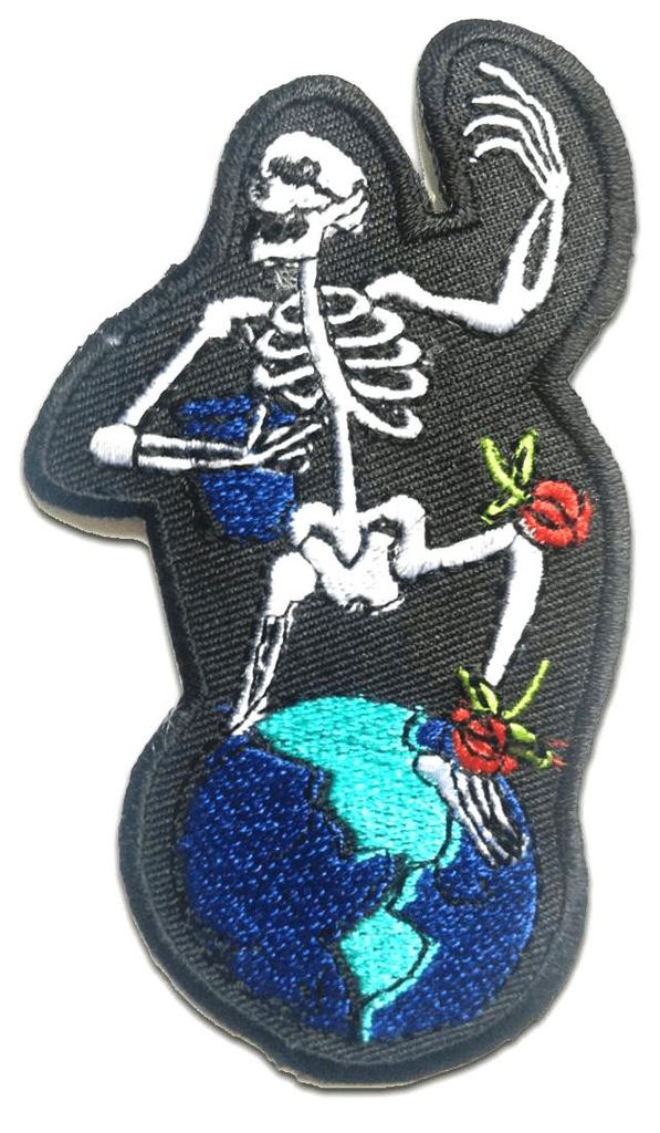 Saufendes Skelett Biker - Aufnäher, Bügelbild, Aufbügler, Produktbild 