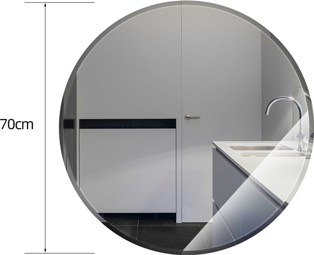 LED Badspiegel Rund 70cm Wandspiegel Badezimmerspiegel Produktbild 5