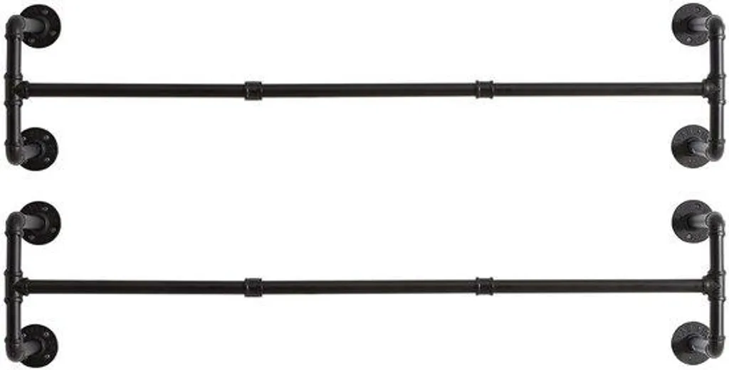 Penderie murale de 127 cm - Barre de rangement suspendue style vintage