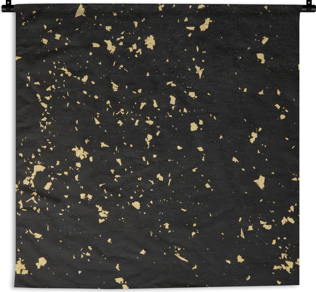 MuchoWow Wandteppich Wandbehang Goldene Flocken auf schwarzem Hintergrund 120x120 cm Tapisserie Dekoration Wandtuch - Modern - Baumwollgewebe
