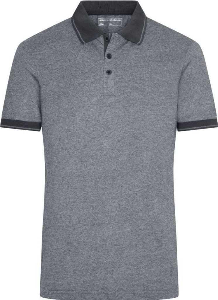 Melange Polo mit modischen Details black-melange/black, Gr. M